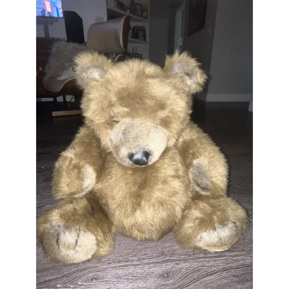 Vtg Large Pot Belly Bear Fancy Zoo 18" Fat Plush Furry Brown Teddy